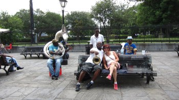 Enjoying a little jazz with some locals