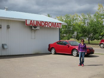 Outside the Fort Nelson Laundromat owned by my friend Cheryl