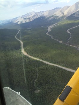 Here is a shot of the original Historic Alaska Highway, the second reconstruction of it and the road today
