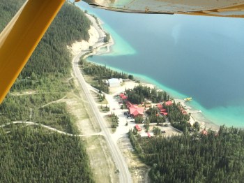An aerial view of the Northern Rockies Lodge where I stayed while at Muncho Lake.  Check it out if you are in the area!