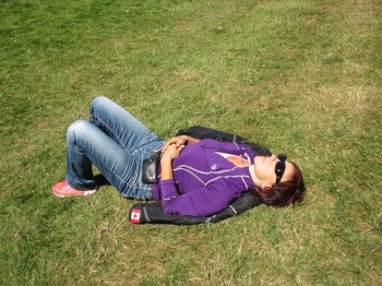 zzzzzzzz Enjoying a short nap  on the front lawn of the BC Legislature Building 