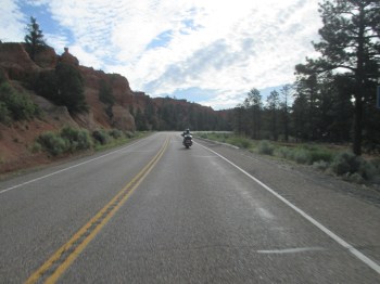 Riding through the Red Canyon on my way to Bryce Canyon National Park in Utah 